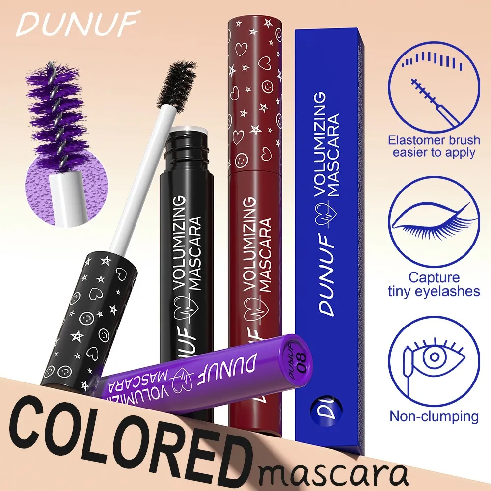 Colorful Eyelash Mascara 5D Silk Fiber Volume Curling Lengthening EyeLashes Extension Purple Blue White Waterproof Eye Makeup