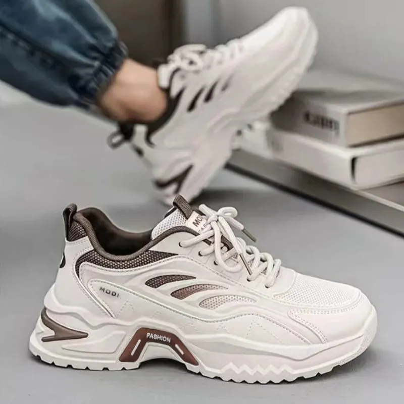 Men Sneakers Spring Summer Breathable Mesh Casual Shoes Platform Chunky Dad Footwear Lace Up Walking Running Shoes