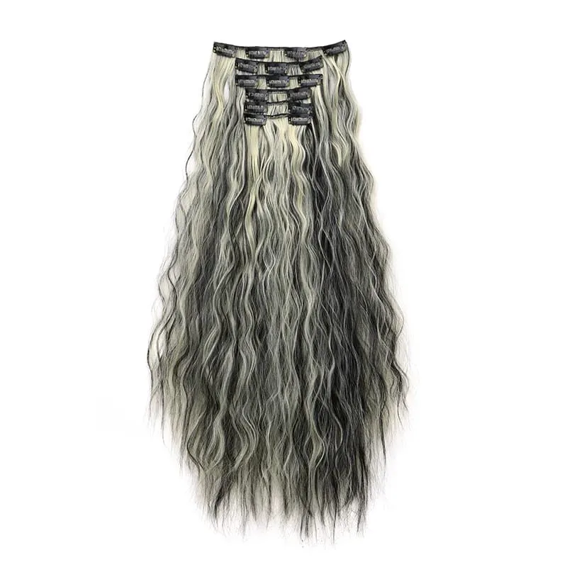 22Inch Synthetic 6pcs/set Long Kinky Curly Clip-in Hair Extension Thick Fiber Increase Hair Volume Hair for Women Daily Use