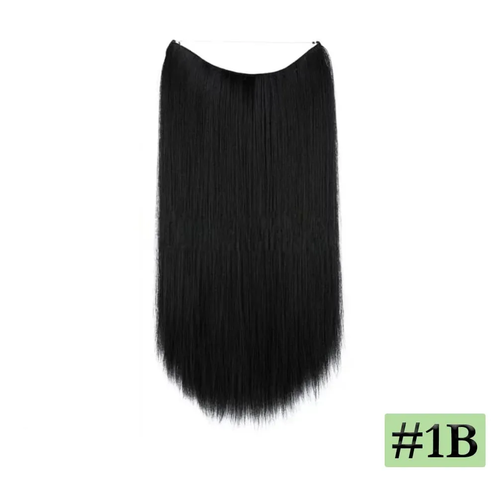 22" Long Straight Invisible Halo Hair Extensions 120g/pc 27-613 Blonde Synthetic Fish Hair Pieces Ombre Brown Wire Clip In Hair