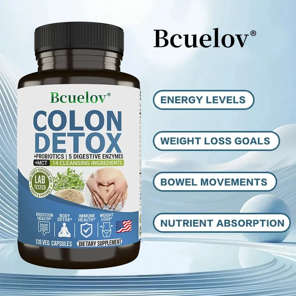 Colon Cleanser Detox Supplement - Bowel Cleansing & Probiotics - Natural Digestion Constipation & Bowel Relief Bowel Health