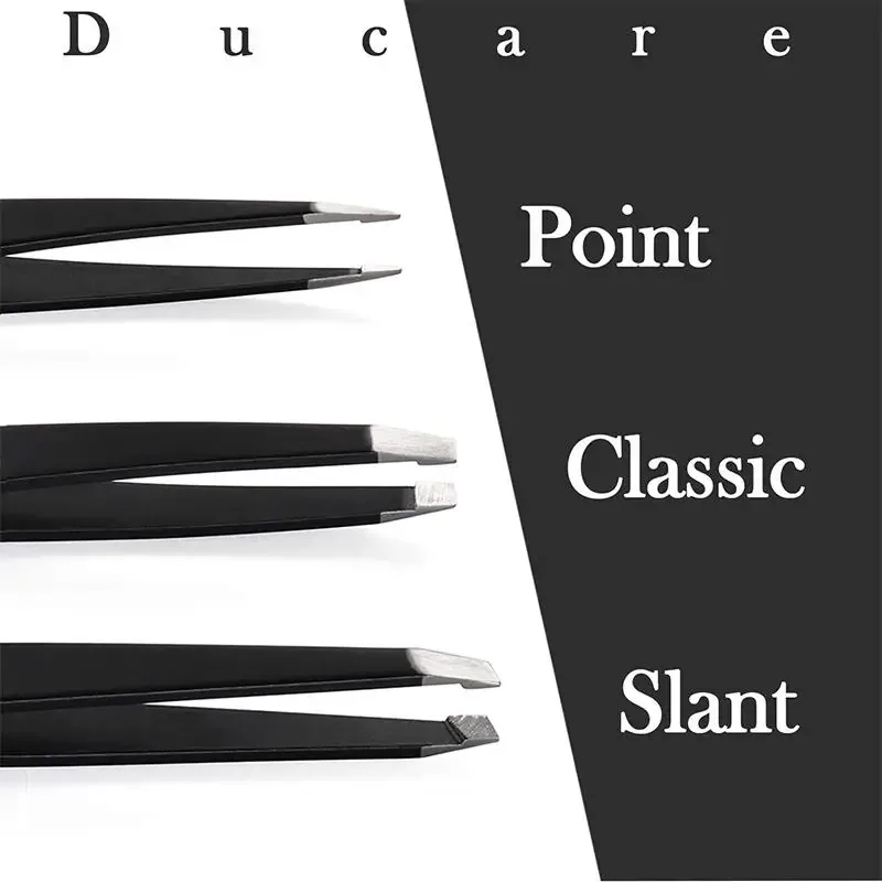 DUcare Professional Tweezers for Eyebrows Lash Twizzer Stainless Steel Eyelash Extension Classic Slant 3pc Hair Removal Tweezers
