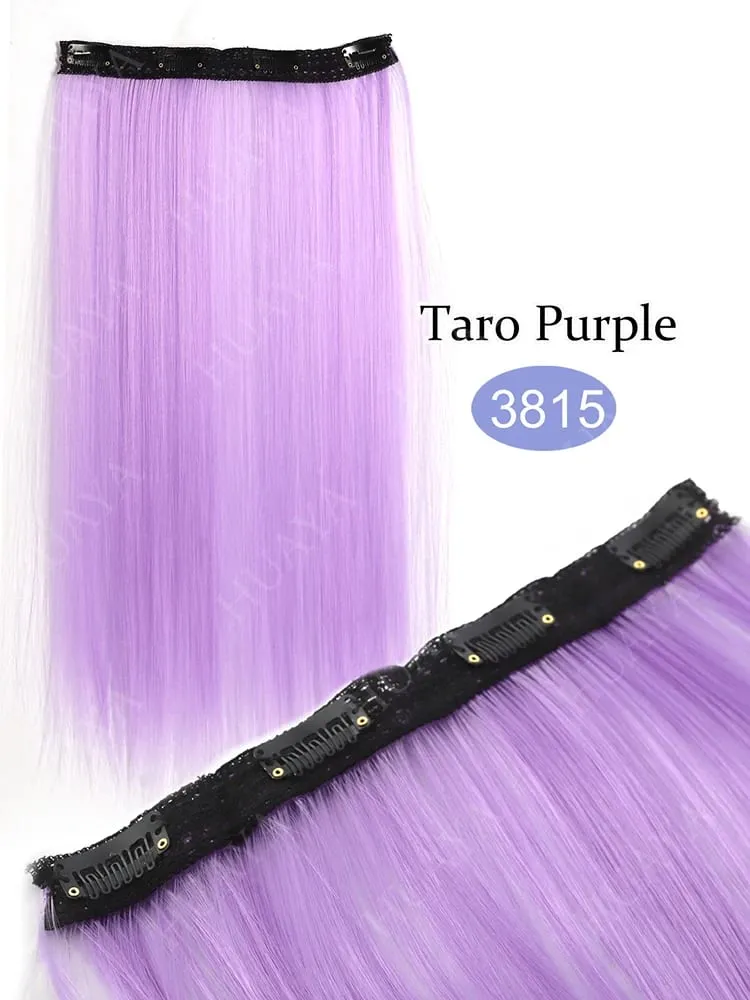 SyntheticColored Hair Extensions 20Inch Cosplay Hairpiece Straight One Piece With 4Clips In Hair Extensions for Women Halloween