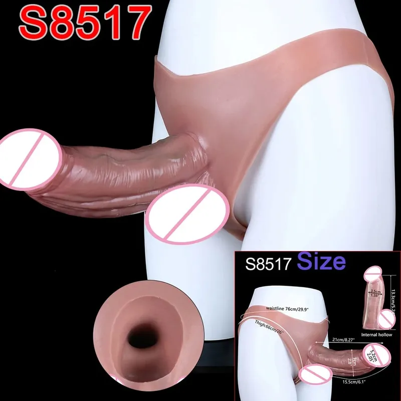 Male Strap-On Long Hollow Dildo Ultra Realistic Penis Extend Sleeve Pants насадка на член Male Cock Cover Sex Toys — image 21