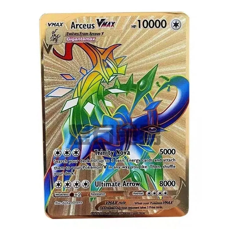 Raffreddare NUOVO Pokemon Carta di Metallo 10000 Punti Arceus Charizard Super Carta Inglese Mewtwo Lucario Greninja Lillie Anime Carte