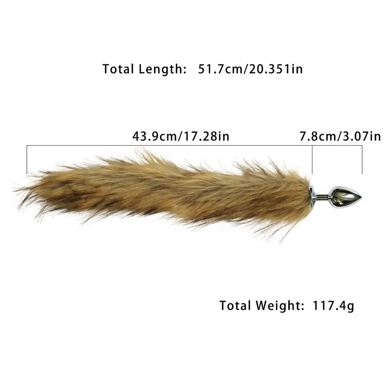 Metal Anal Plug with Long Fluffy Tail – Fox Tail Butt Plug for Cosplay Role Play BDSM Adult Toy