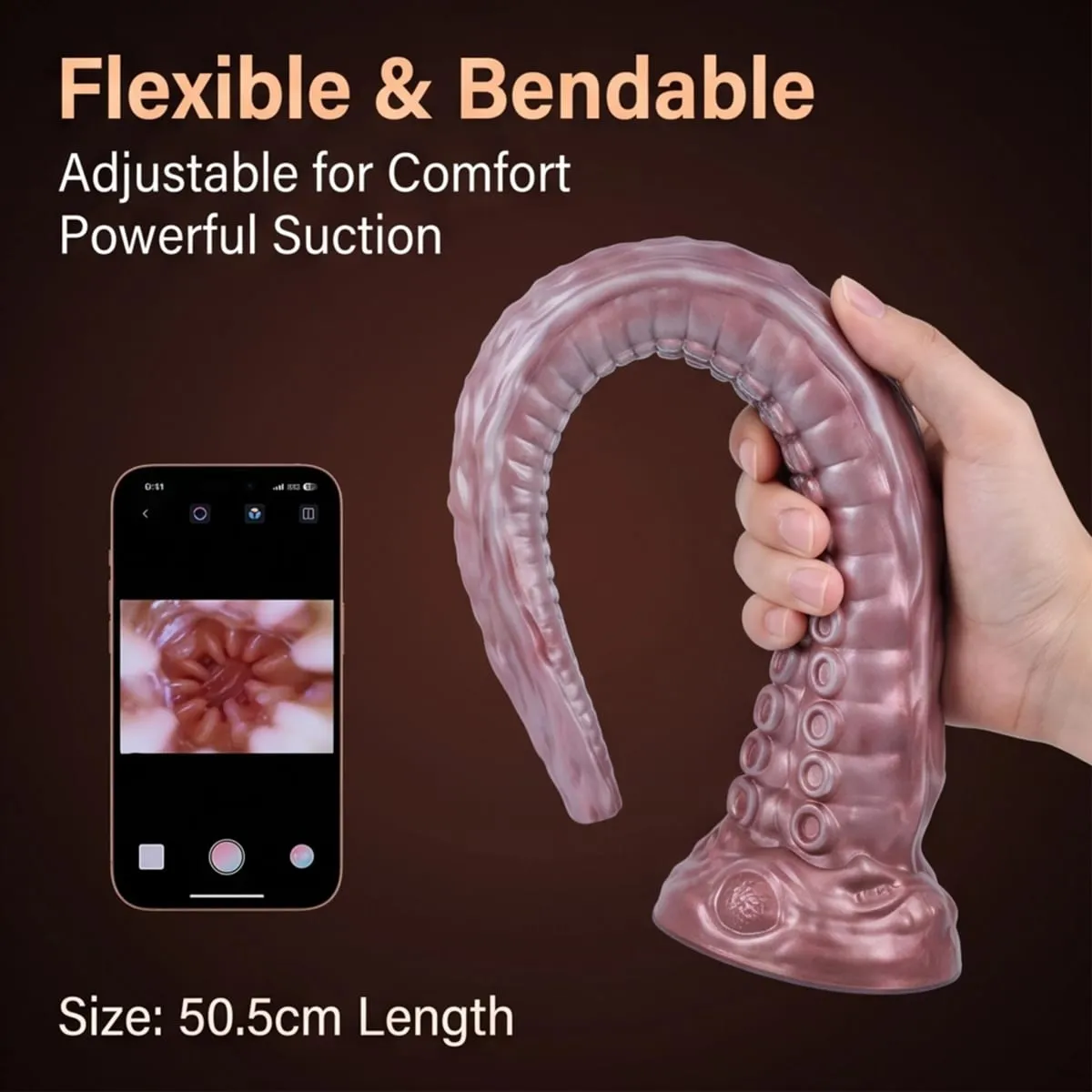 Long Extendable Octopus Tentacles App Controlled Anal Plug with Peeping Hole Suction Cup Base Anal Dilator Speculum Sex Toy
