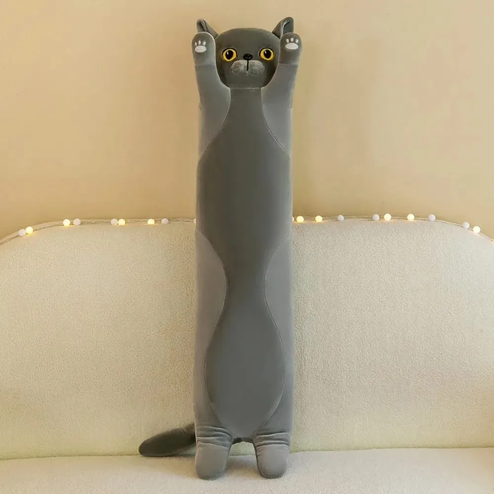 Lindo juguete de peluche de gato de 50/70cm, almohada blanda para dormir reparador, encantador y creativo Animal relleno, regalos de cumpleaños