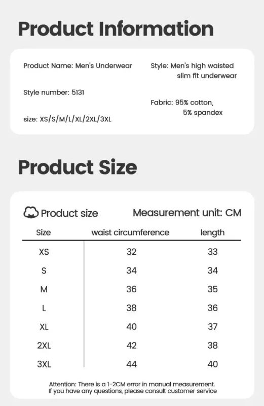 Men's High-Waist Cotton Underwear, Slim-Fitting Waist-Protecting, Plus-Size Warm Triangle Sports Briefs