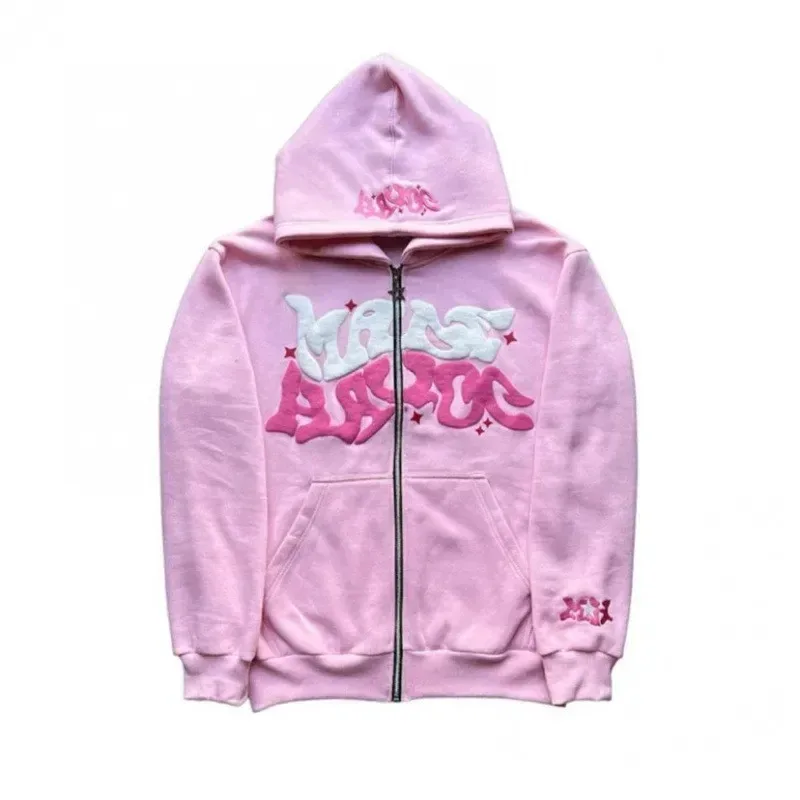 2026 European and American Fashion Fleece Print Zippered Hooded Sweatshirt for Men and Women Casual Multi-Functional Sports Top