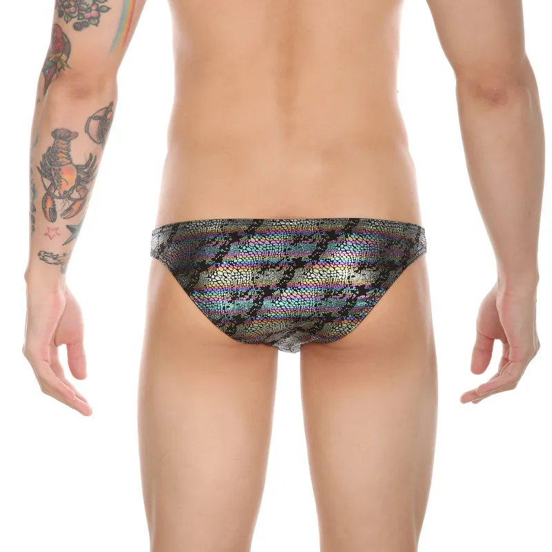 Mens Snake Skin Patterned Briefs with Sexy Bulge Pouch Bikini Underwear Comfortable Underpants by WANGJIANG Brand