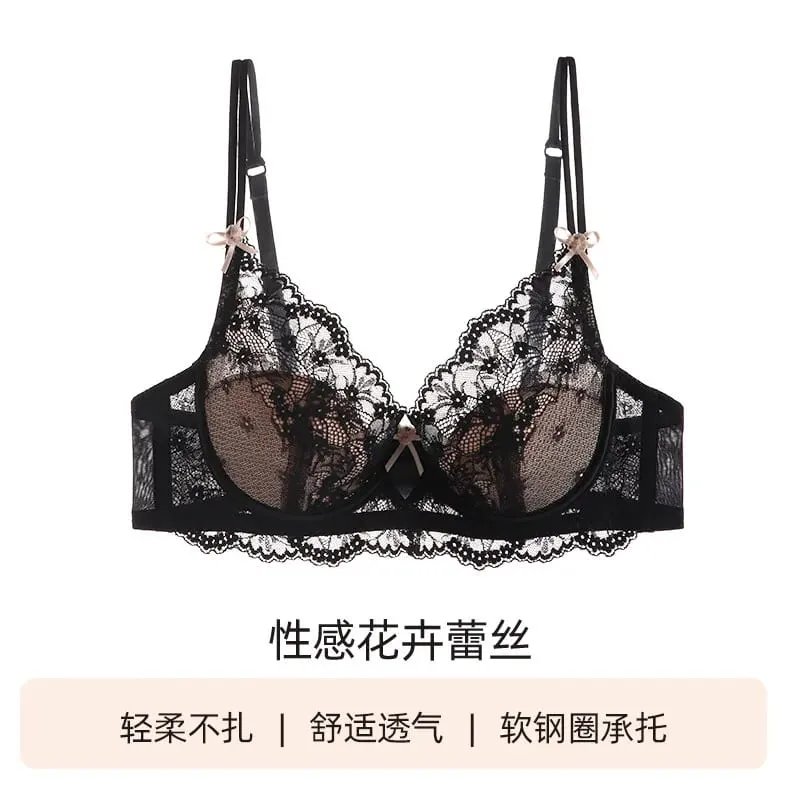 Women Lace Full‑Coverage Bra Set Thin Minimizer Push‑Up Anti‑Sag Soft Lingerie Set For Large Bust Ladies Casual Daily Intimates