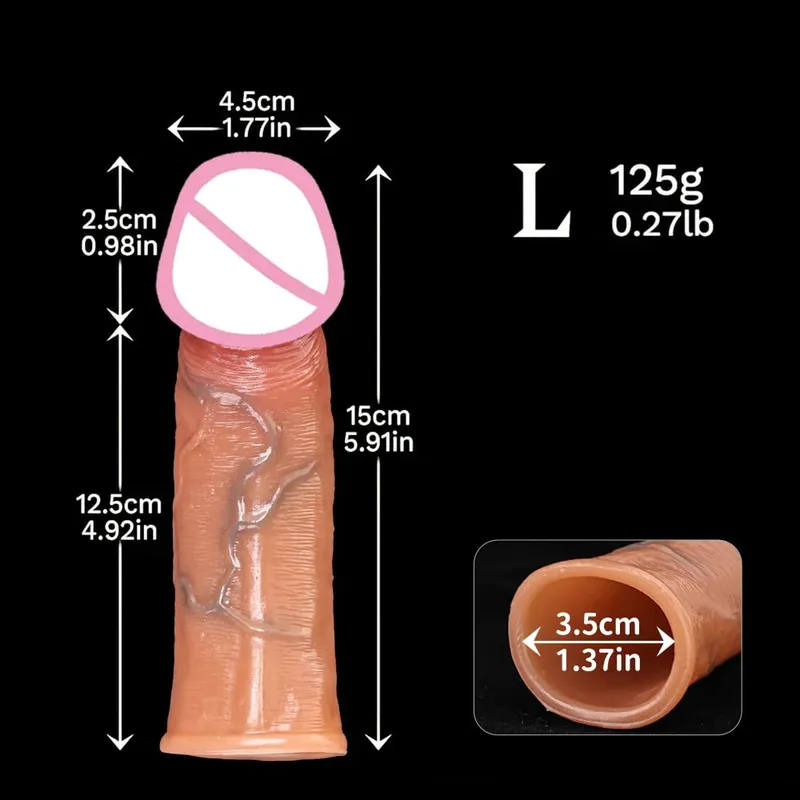 Penis Enlargement for Men Sleeve Cock Ring Delay Ejaculation Penis Extender Condom Lock Ring Sex Toys Artificial Penis Training