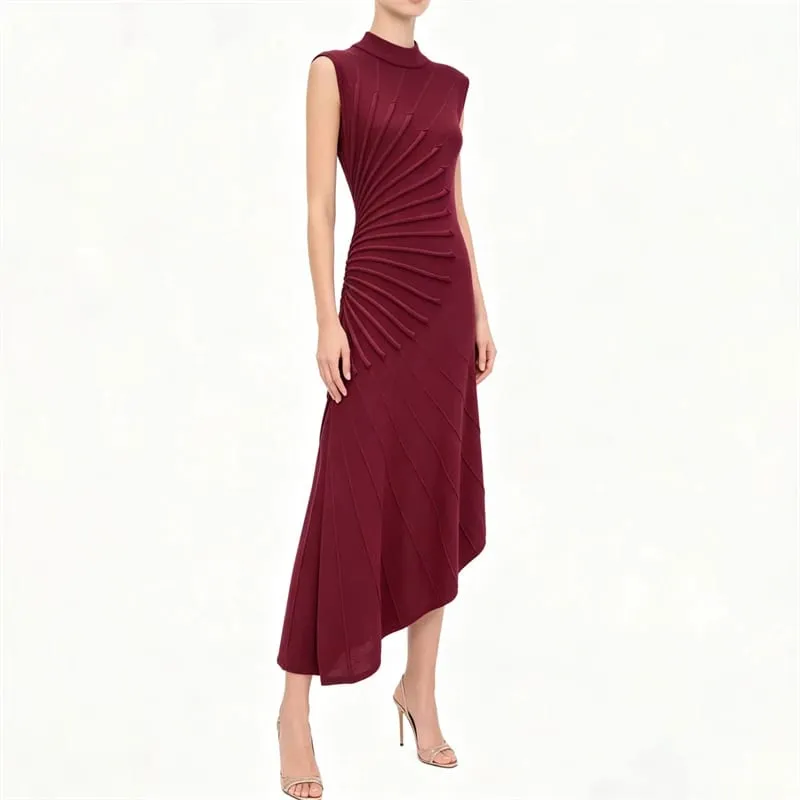 Spring/Summer 2026 High-Quality Asymmetrical Knitted Knot Sculpture-Style Sleeveless Dress Slimming Elastic Fitted Vest Skirt — image 1