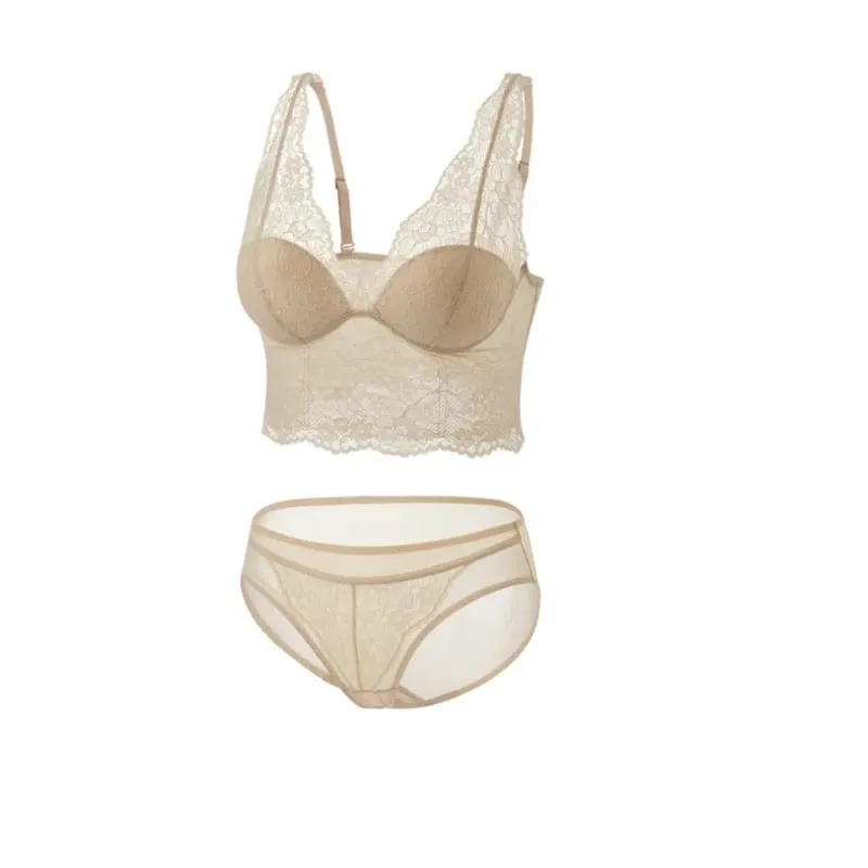 Birdtree Silk Lining Women's Elegant Bra Brief Set Soft Wireless Lace Breathable Bralette 2026 Summer New Underwear A65325JF