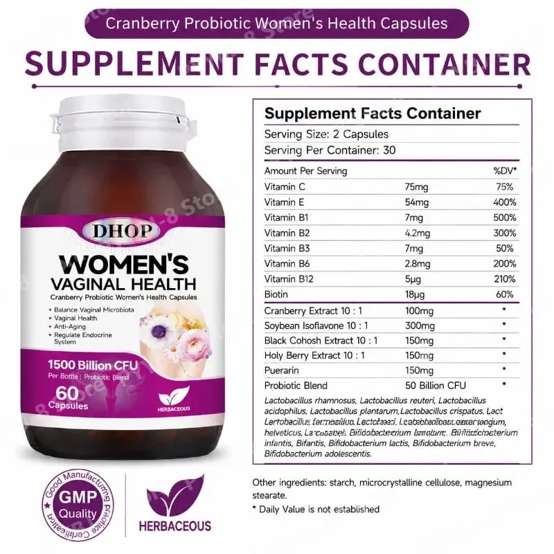 Women Vaginal Health Capsules 60 Count with Multivitamin Probiotic Blend — Support Urinary System Wellness & Balanced Microbiota — image 3