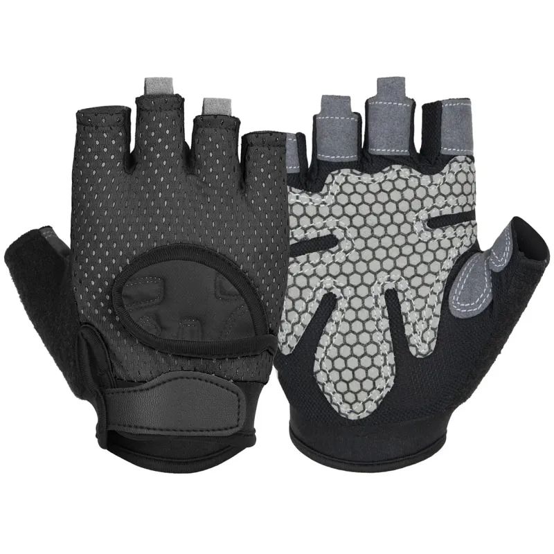 Anti Slip Shock Breathable Half Finger Gloves Breathable Cycling Gloves Fitness Gym Bodybuilding Crossfit Exercise Sports Gloves