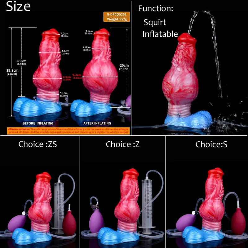 Gode ​​gonflable en Silicone avec nœud d'éjaculation, circonférence réglable, fantaisie, pénis de cheval, jouets sexuels pour adultes, dilatateur Anal