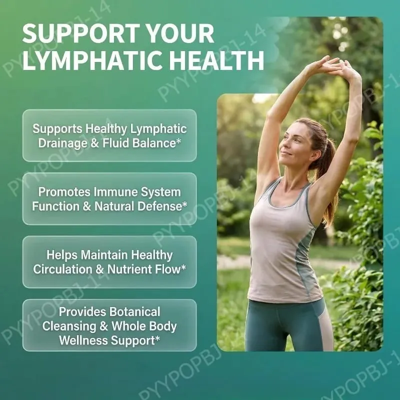 Organic Lymphatic Drainage Supplements with Elderberry Burdock Root Chlorella & Ashwagandha 90 Count Daily Wellness