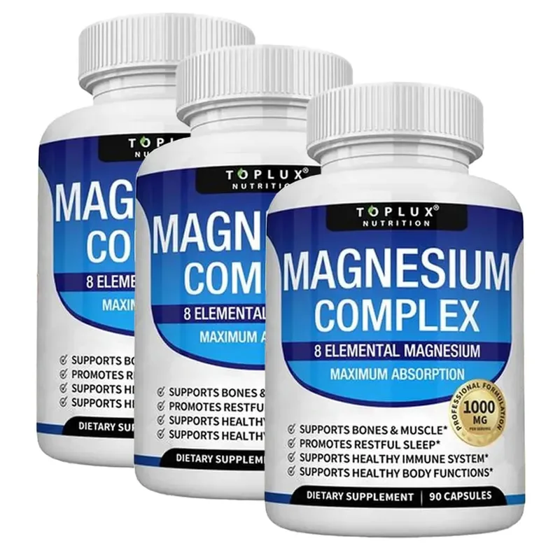 Magnesium Complex Supplement 1000mg - Magnesium Glycinate Citrate Malate Taurate for Bones Muscle Energy 90 Vegan Capsules