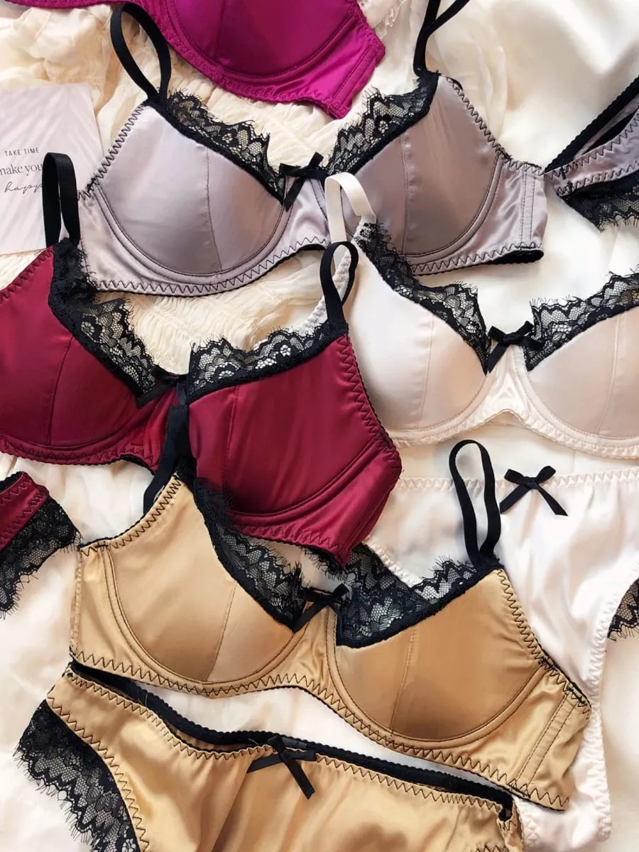 Sexy krajkové tenké košíčkové spodní prádlo pro ženy Sada francouzských podprsenek Push Up Vysoce kvalitní hedvábná tkanina Pohodlné prodyšné spodní prádlo Intimní souprava