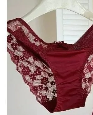 Red Lace Satin Bra Set Half Cup Thin Push‑Up Less Show Big Chest Sexy French Lingerie Women Underwear 32‑38