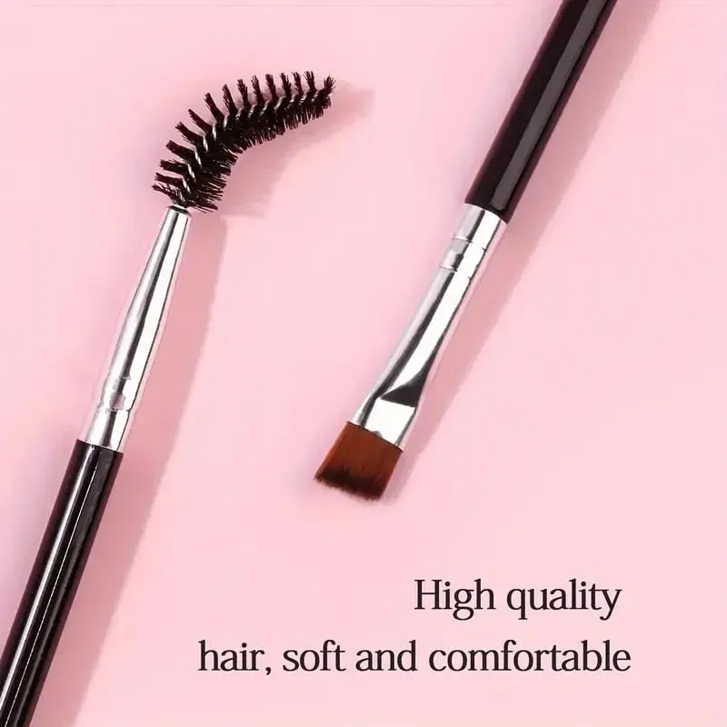 Neuer großer 2-in-1-Doppelpinsel für Augenbrauen und Eyeliner – Spiralmischung für abgeschrägtes Augenbrauenpuder und schwarzer Applikator für flache Augen