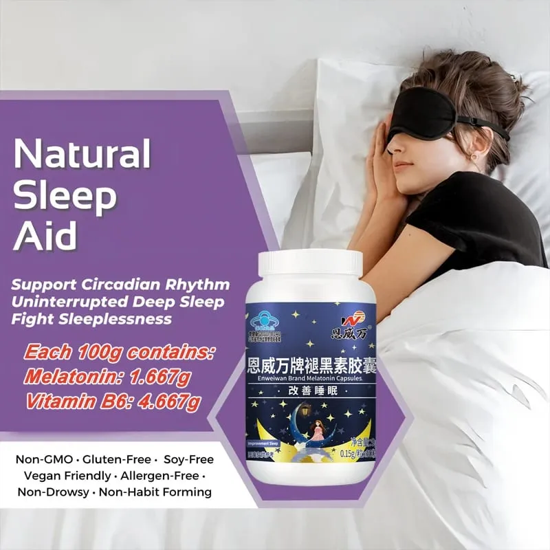 Melatonin Capsules Deep Sleep & Brain Cognition Extra Strength Liposomal Melatonin with Vitamin B6 double effect quality sleep