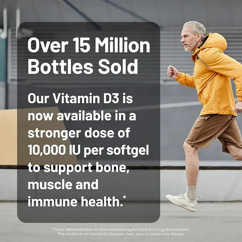 Vitamin D3 10 000 IU Softgels - Supports The Immune System Bone and Muscle Health Promotes Dental Health Non-GMO Gluten-free — image 4