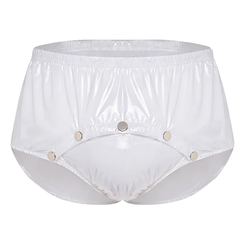 Cuecas masculinas com capa de fralda à prova d'água, com botões de pressão frontal, anti-vazamento, roupa íntima adaptável para idosos, necessidades especiais