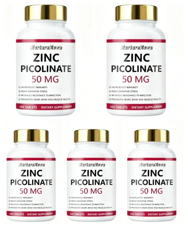 Zinc Picolinate Tablets for Antioxidant Support Bone and Muscle Wellness Daily Mineral Supplement for Adults 100 Tablets