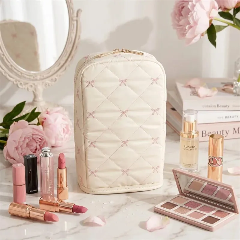 Standing Makeup Brushes Storage Bag Large Capacity Waterproof PU Leather Cosmetic Tools Organizer For Makeup Brushes Lipsticks