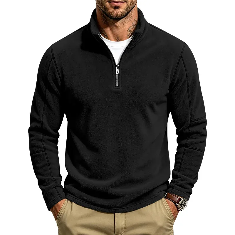Men's Quarter Zip Polar Fleece Pullover Stand Collar Long Sleeve Casual Warm Sweatshirt For Autumn Winter Daily Commute Wear