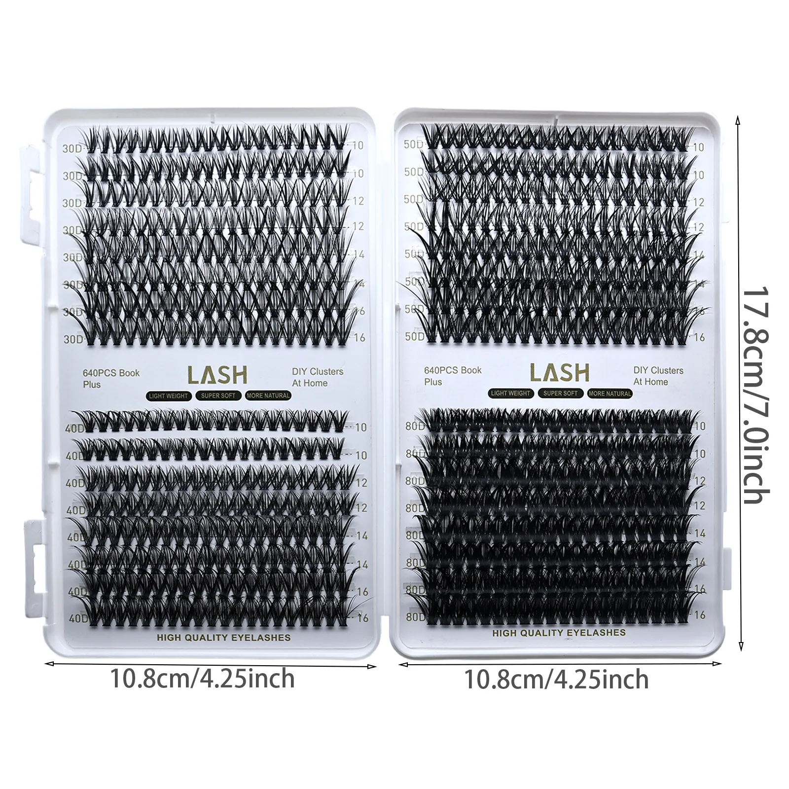 DIY Lash Cluster Book 640Pcs 30D‑80D Mixed Density D Curl 10‑16mm Mixed Length Individual Eyelash Clusters Home Eye Makeup Tool — image 4