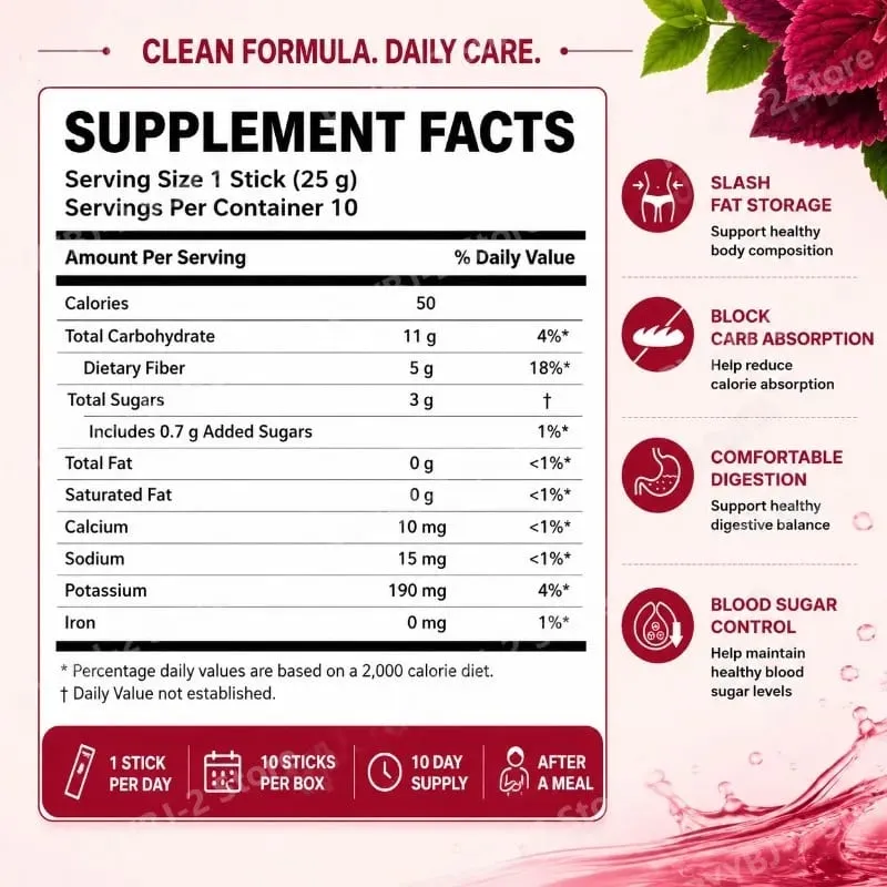 Coleology Cutting Stick Jelly Pomegranate Flavor with Plant Based Formula and Chia Seeds Help Stay Healthy 10packs Supplement