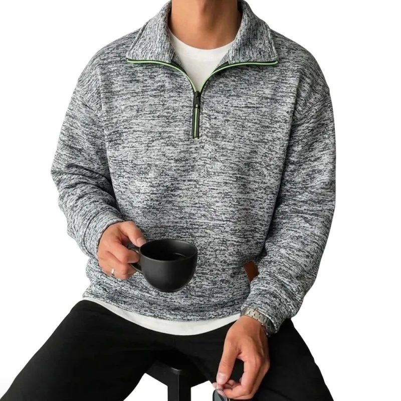Men's Long Sleeve Half Zipper Sweatshirts Solid Pullover Luxury Zip Up Hoodies Casual Mens Coats Gym Man Quarter Zip Poleron
