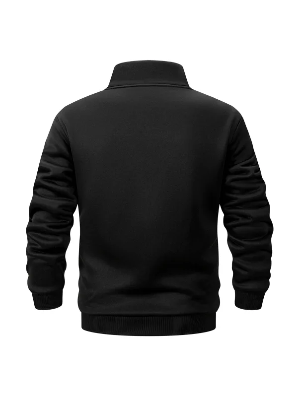 Men Fleece Lined Sweatshirts Winter Warm Pullover Half Zipper Pullover for Male Hoody Outdoor Sweatshit Solid Color Stand Collar