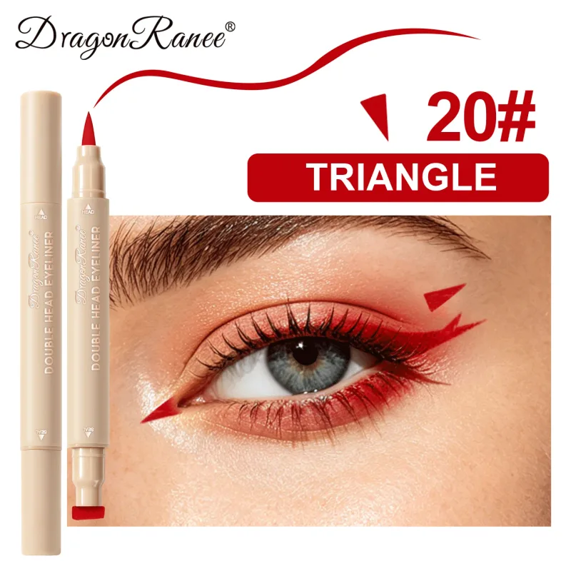 Double Head Stamp Liquid Eyeliner Smudge-Proof Quick Drying Waterproof 2 in1 Colorful Love Star Butterfly Eye Line Pencil Makeup