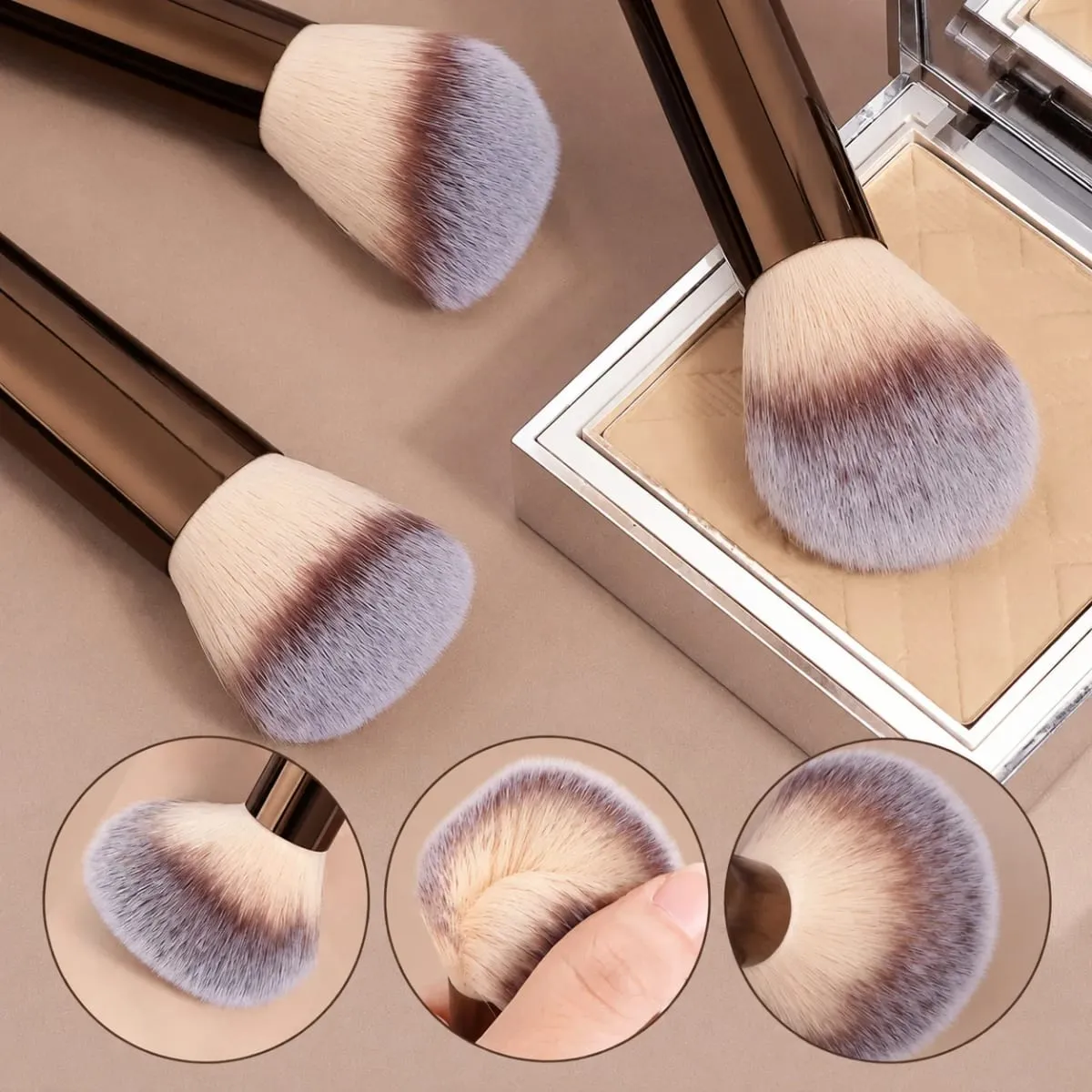 17-teiliges Make-up-Pinsel-Set mit Tasche und 2-teiligem Puff-Foundation-Pulver-Erröten-Lidschatten-Augenbrauen-Lippen-Pinsel-Reise-Schönheits-Werkzeug-Geschenk