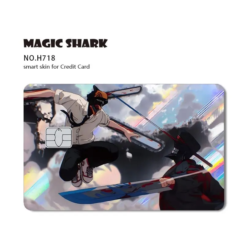 1pc Front Cool Anime Evil Holographic Laser Shinny Film Skin Sticker Cover for Debit Bank Credit Card