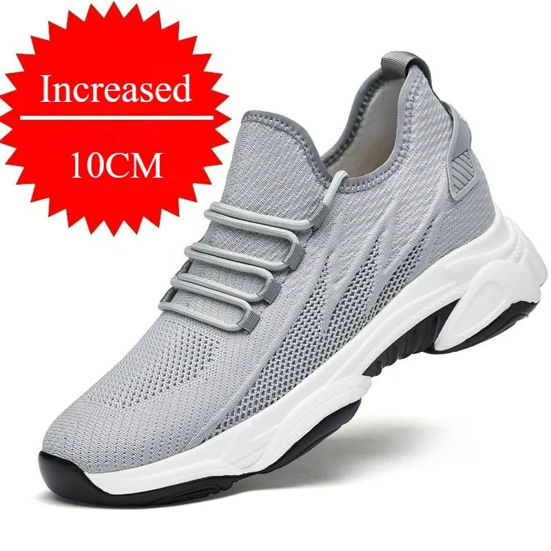 Zapatos de hombre, zapatillas de deporte con aumento de altura de 10cm, zapatos informales transpirables para exteriores, zapatos con cordones para correr para hombre, zapatos de malla con suela suave y elevador — image 13
