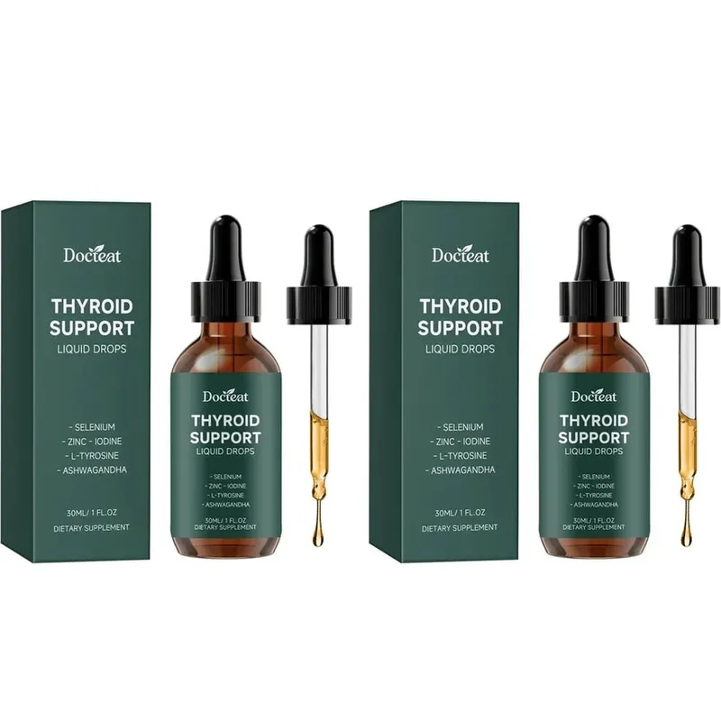Thyroid Support Liquid Drops with Selenium Zinc Iodine L-Tyrosine & Ashwagandha for Thyroid Health and Daily Support Vegan 30ml