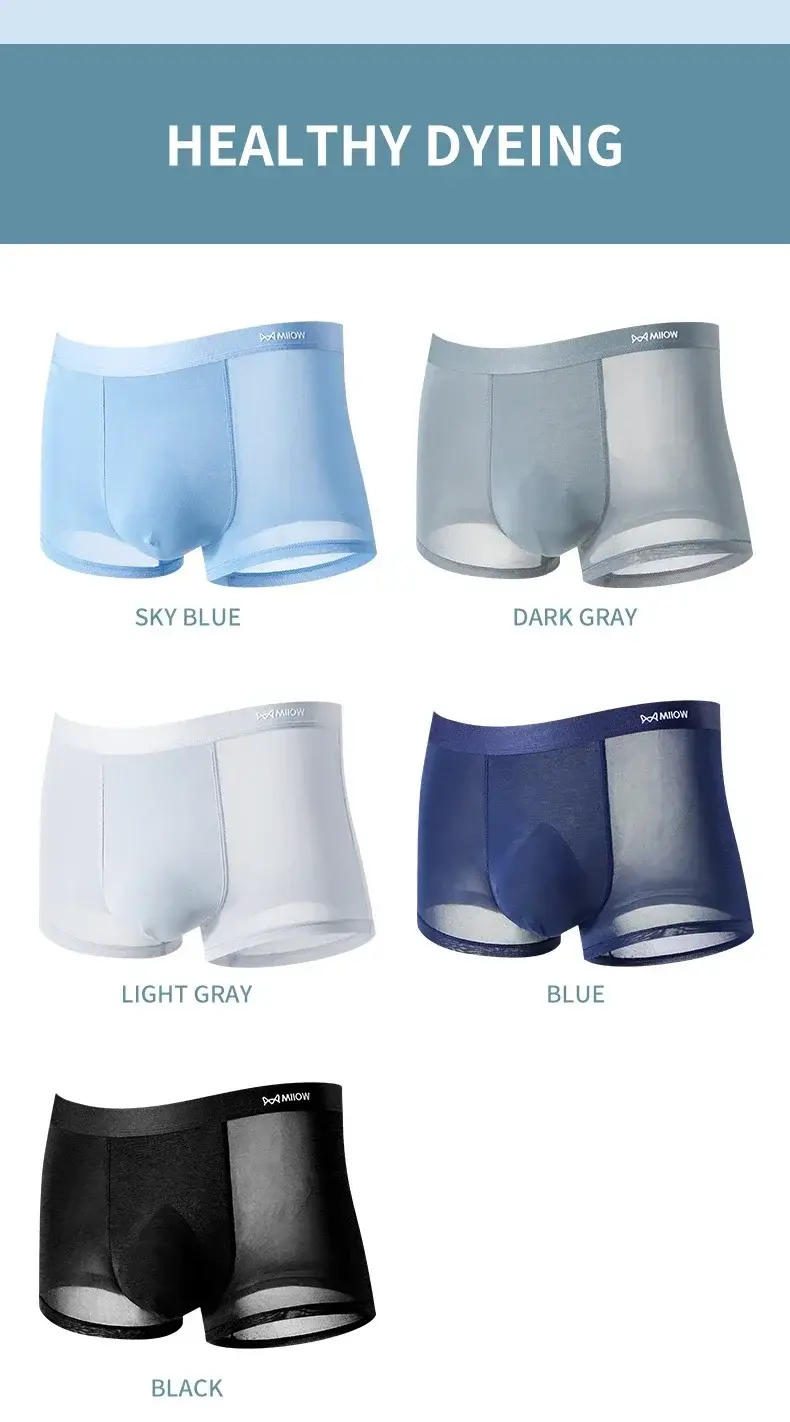 MiiOW 3Pcs Thin Ice Silk Men Boxershorts Graphene Antibacterial Man Underwear Breathable Men's Panties Mens Boxers Briefs Trunks
