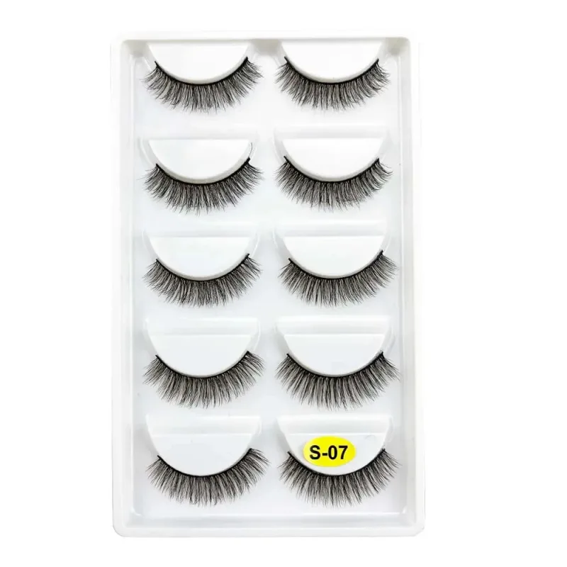 5 Pairs S03 Natural Looking 3D Mink Fake Eyelashes Makeup Tools Fluffy Style Water Mink Fur False Eyelashes for Eye Makeup — image 12