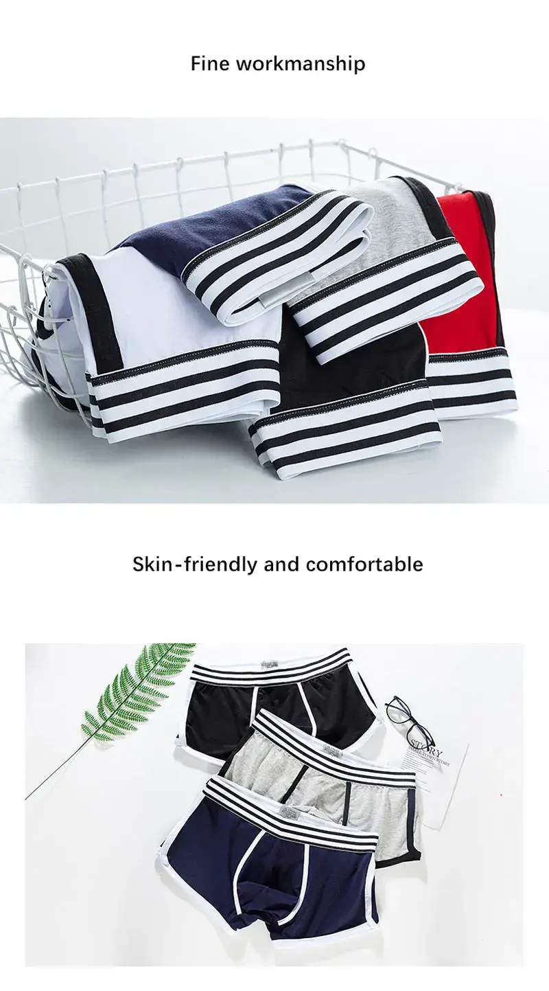 Men Soft Underpants Trunks Cotton High Quality Underwear U Convex Pouch Panties Cueca Mid Waist Breathable Boxer Shorts Homme
