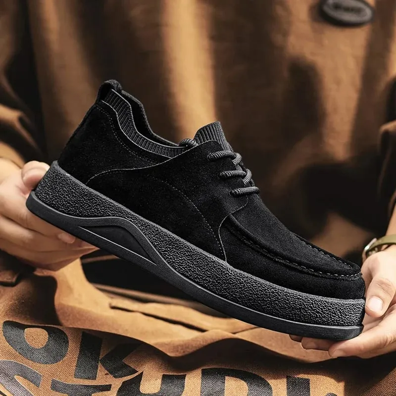 Autumn Wide Toe Spring New Men's Cowhide Fashion Versatile Single Short Boots Soft Leather Men's Boots Zapatillas De Deporte