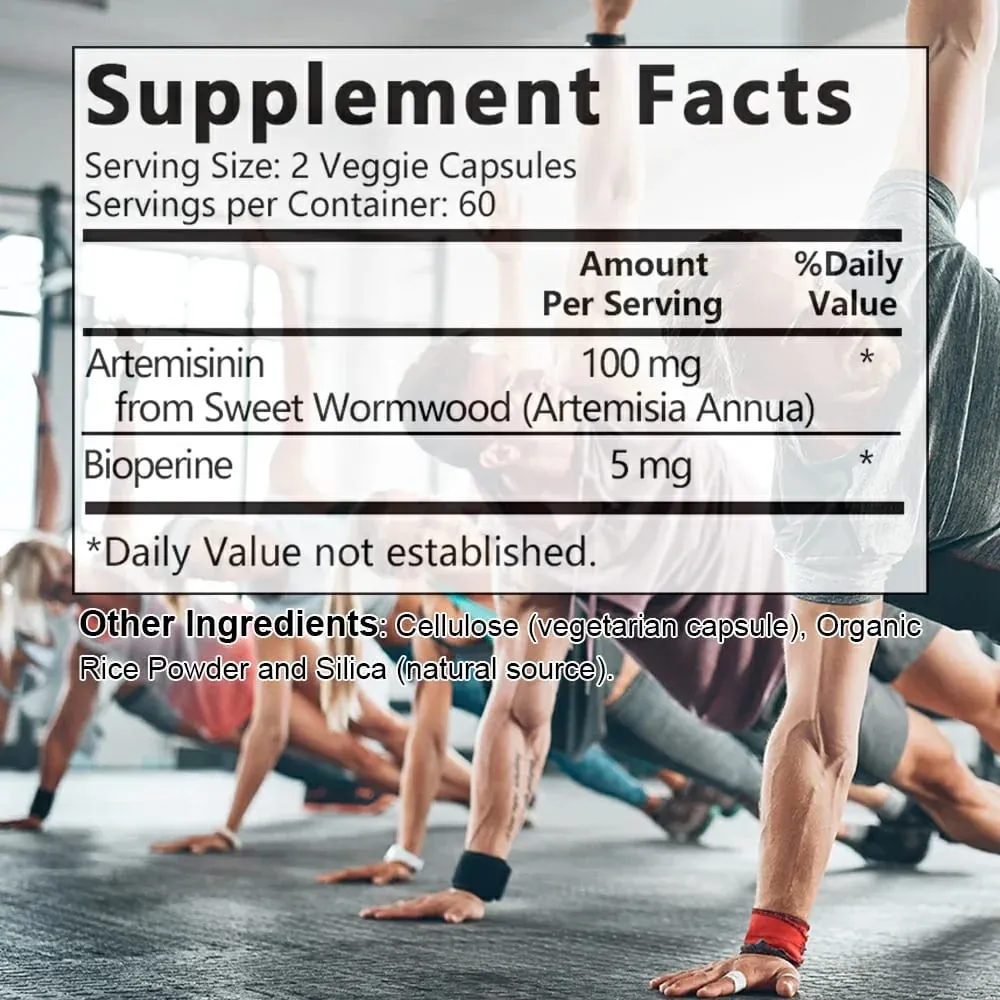 High Absorption Artemisinin 100 Mg Maximizes Nutrient Absorption Supports Cellular Repair and Immune Enhancement 120 Capsules