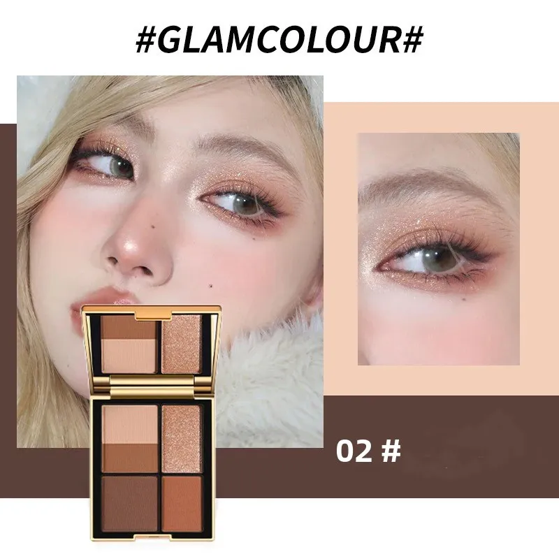 Versatile 5-Color Magic Eyeshadow Palette Brown Tones Matte Shimmer Finish Long-Lasting Eye Makeup Kit for All Ages