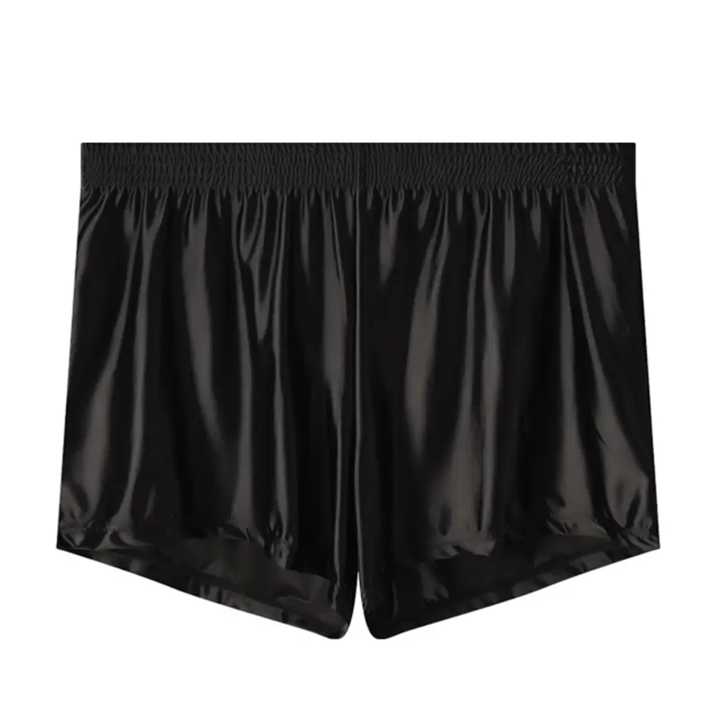 1pc Men Ice Silk Smooth Solid Boxer Shorts Panties L-3XL Large Size Loose Sleepwear Underwear Trunks Seamless Comfy Sleepwear