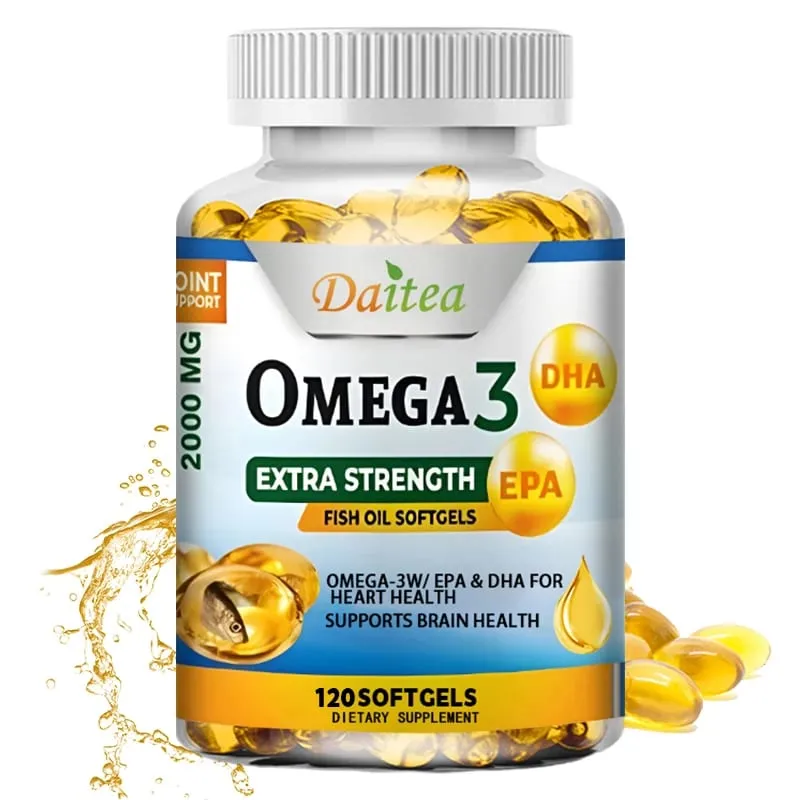 Daitea Omega 3 Fish Oil – EPA & DHA 2000 Mg – 60/120 Capsules – Overall Health and Immune Support Non-GMO Gluten Free — image 1